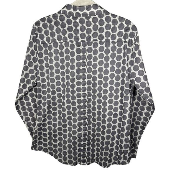 French Curve Gray & White Polka Dot Button Down Shirt Women's Small - Picture 2 of 4